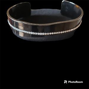 Cuff bracelet with clear stones gun metal color